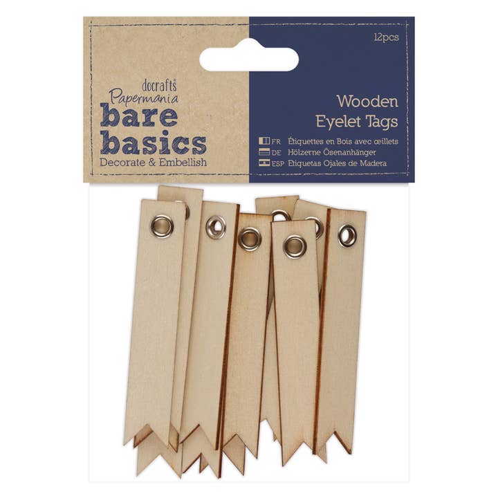 Bare Basics - Wooden Eyelet Tags (12pcs) for wholesale by West Design Products