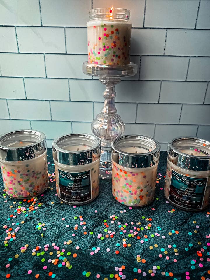 Vanilla Bean with Sprinkles - 10oz Candle for wholesale by Alli Cat Creative Co.