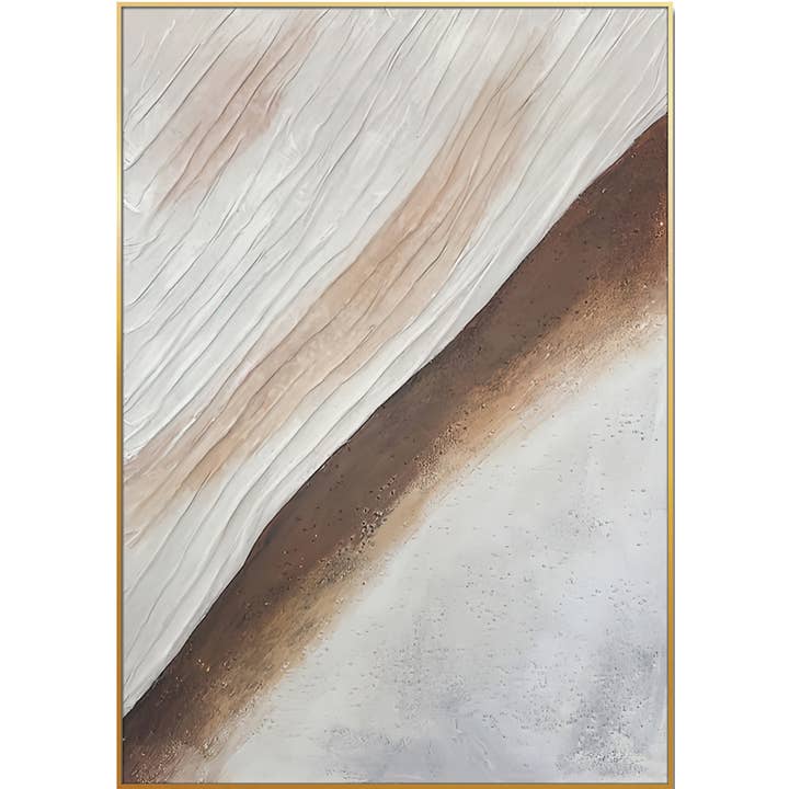 Olie Håndmalet „Coastal Scene“ lærred i en guldramme for engroshandel hos Amazing Rugs