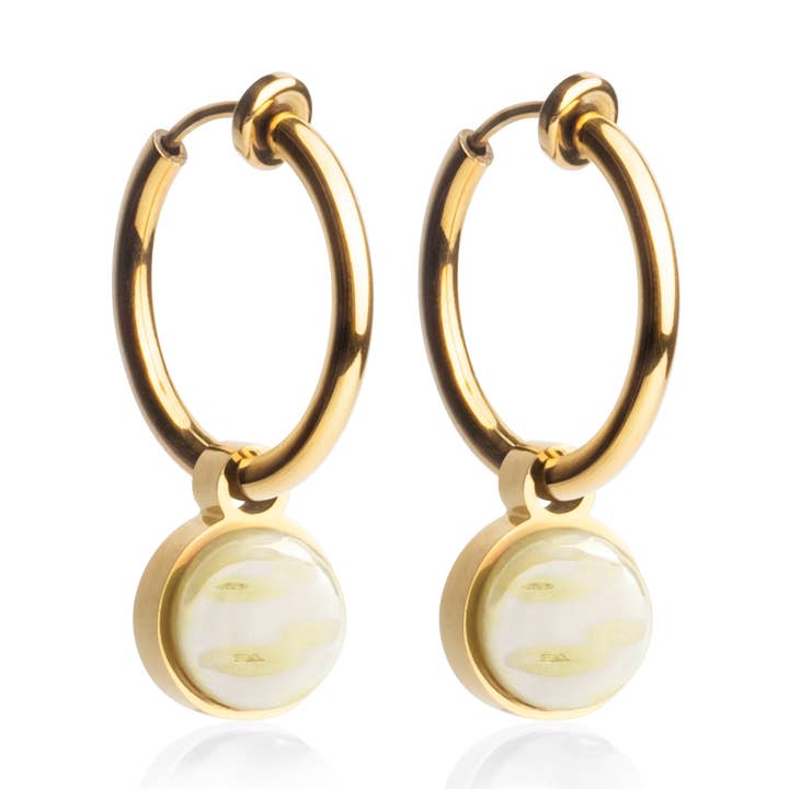 Mix & Match earclips with pendant • gold/sand yellow • 18 mm for wholesale by ALEXASCHA