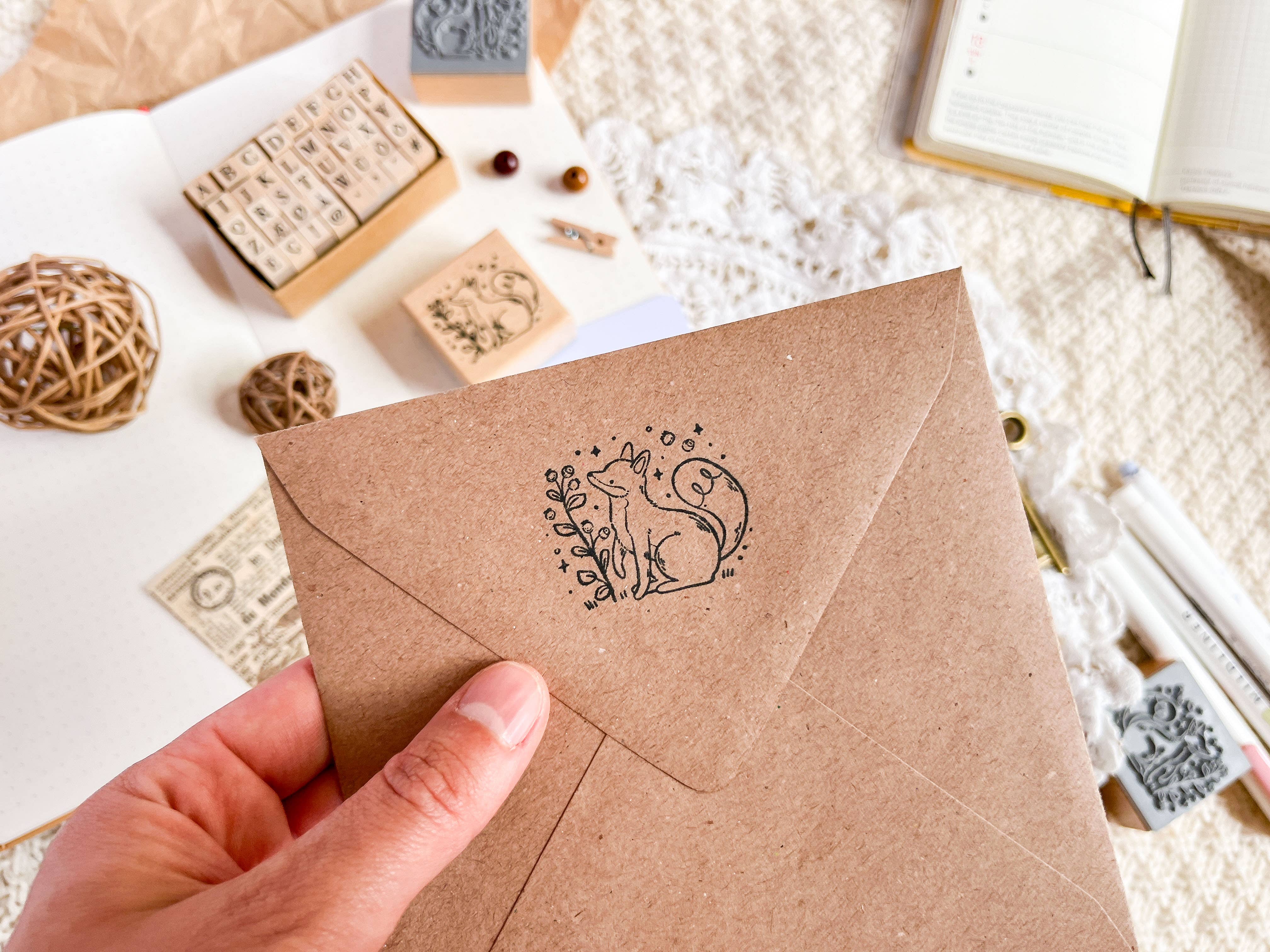 annalunakdraws - Wholesale Rubber/Decorative Stamp - Holzstempel - Fuchs & Blaubeere5