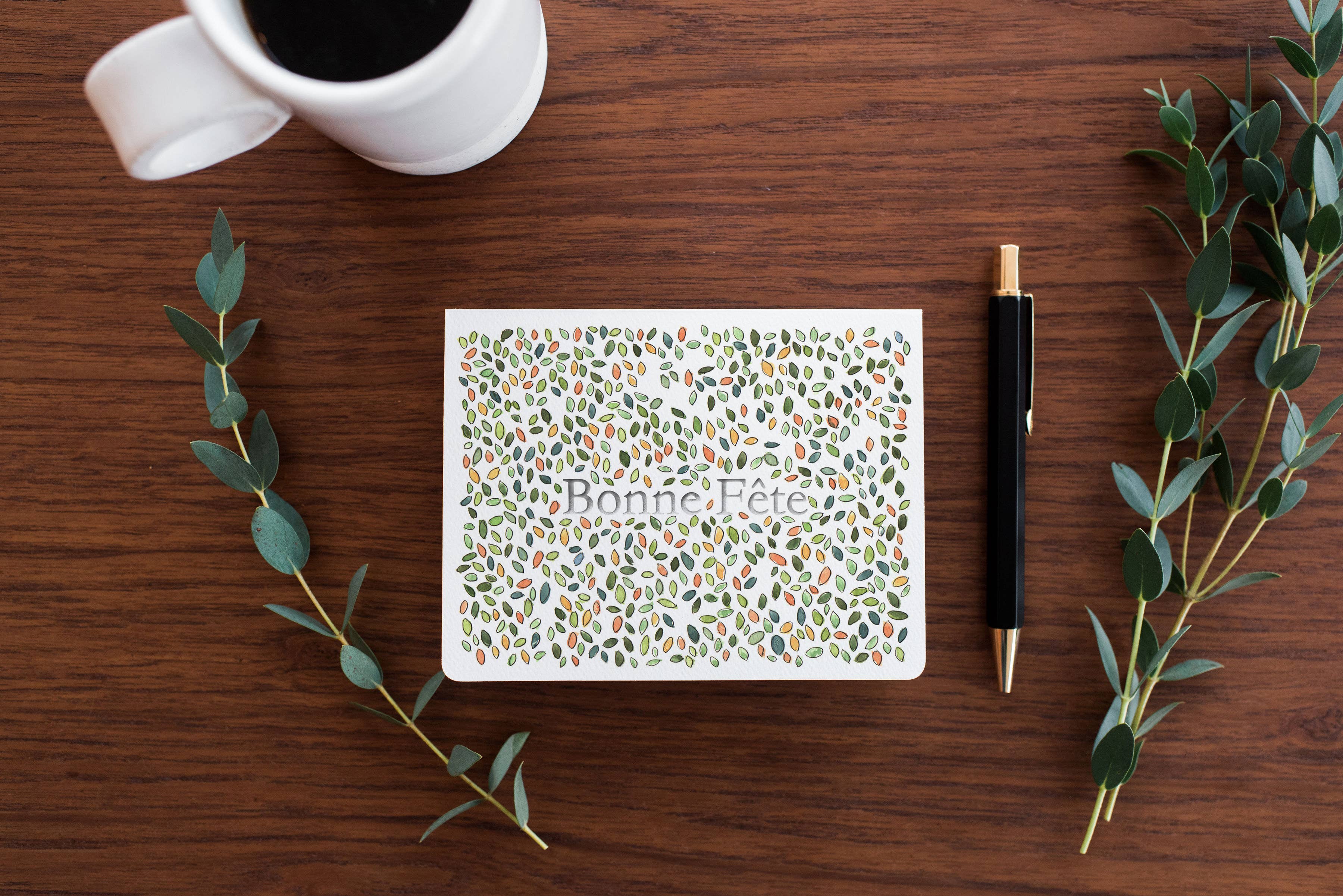 Gotamago - Wholesale Birthday Card - Bonne Fête — Feuilles Card *SALE2