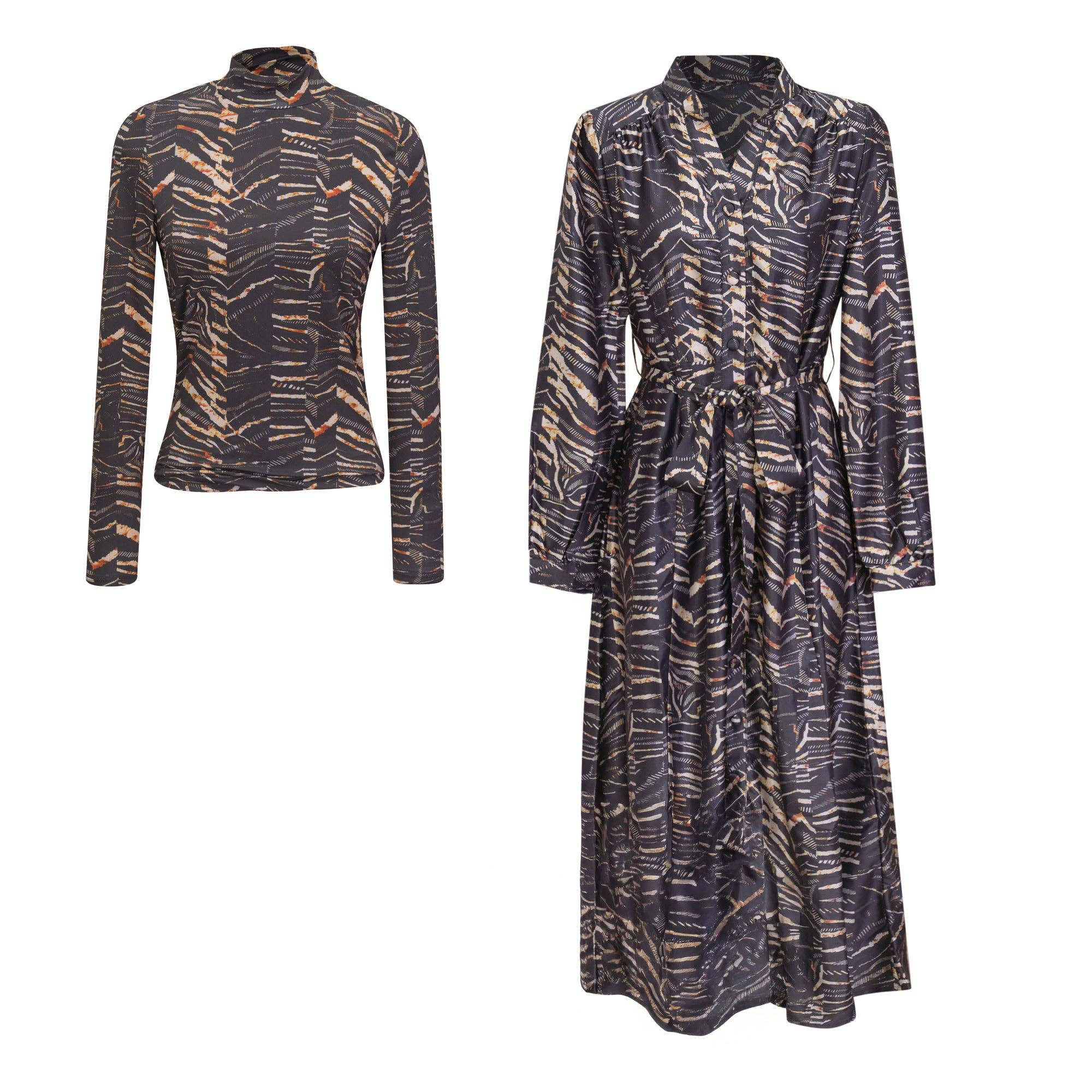 Hush.Shop - Wholesale Dress - Women's - Printed Midi Dress Set1