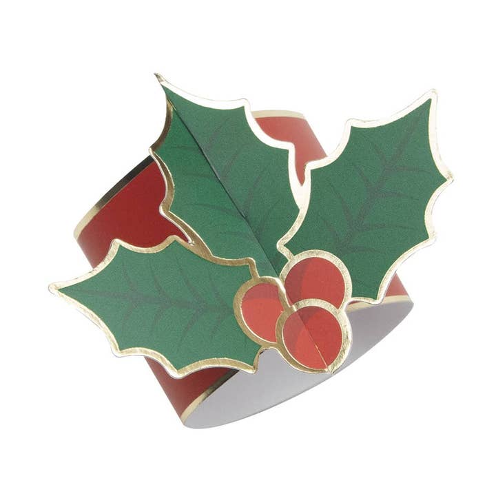 PORTATOVAGLIOLI NATALIZI CON AGRIFOGLIO X 8 PEZZI per la vendita all'ingrosso da parte di Tim&Puce Factory