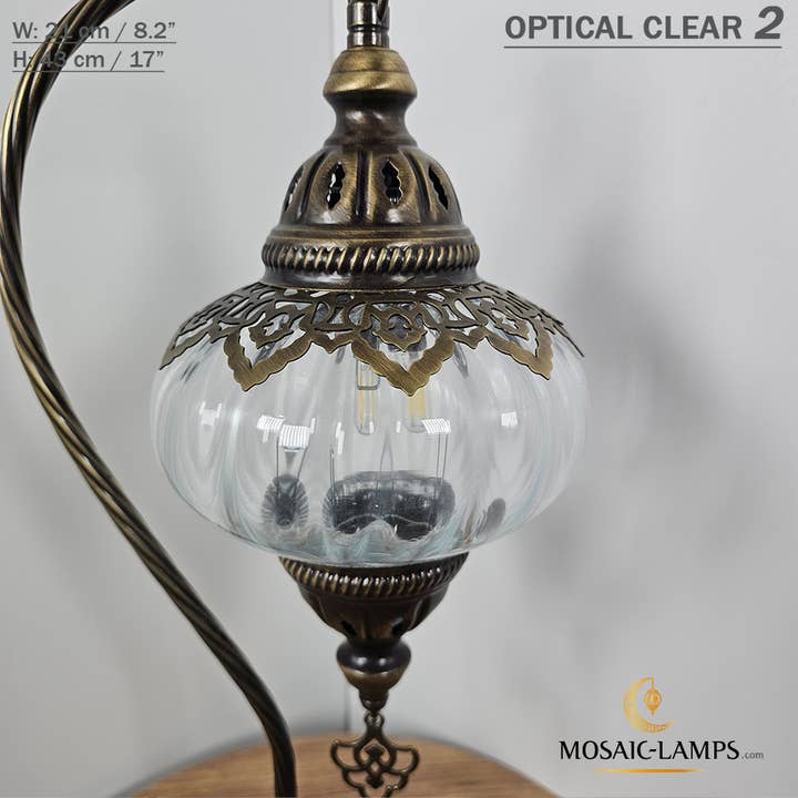 Mosaic Lamps - Vente Lampes d'appoint/de bureau - Lampe de table en verre clair à col de cygne, 8 modèles différents - Ottoman Gooseneck18