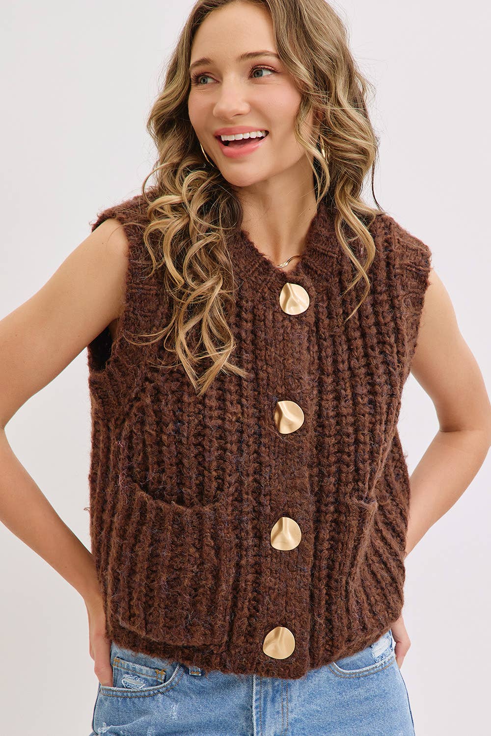 Sweet Lovely by Jen - Wholesale Knit Sweater - Women's - CHUNK SWEATER KNIT VEST 35