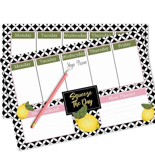 Planificador semanal Squeeze the Day Retro Lemon para venta al por mayor de Mod Lounge Paper Company