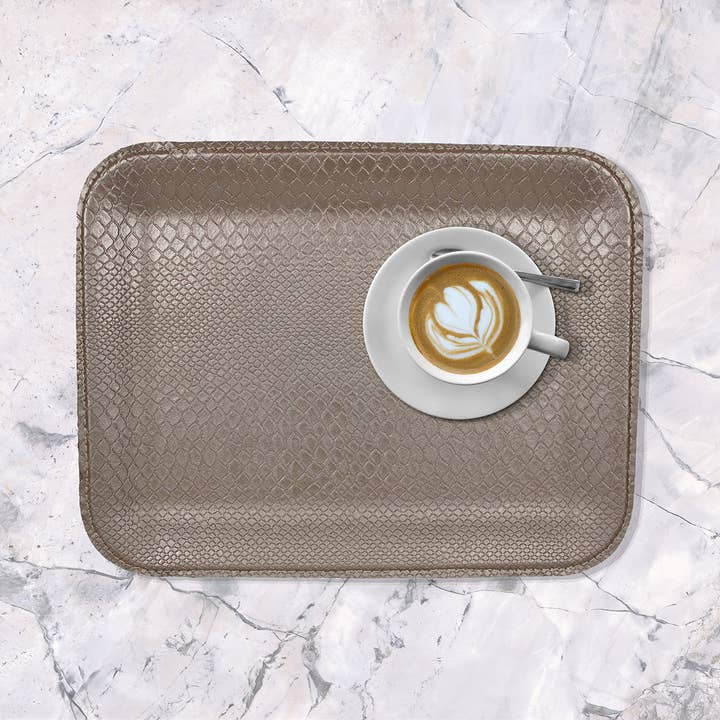 Bandeja de serviço de couro artificial grande réptil taupe por atacado de Signature Home Collection GmbH