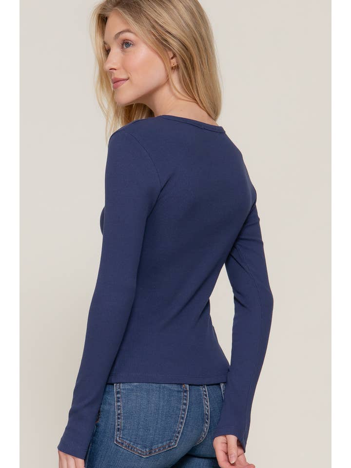 Active Basic | Active USA - Wholesale Knit Top - Women's - Long Sleeve Crew Knit Rib Tee
