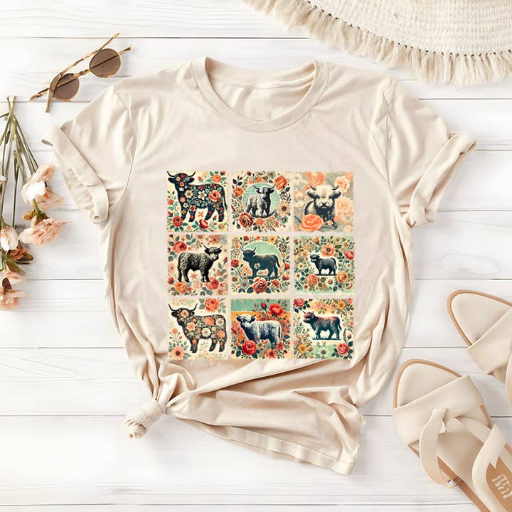 CAMISETA GRÁFICA RETRO BOHO GRANJA DE VACAS para venta al por mayor de LaLaSista