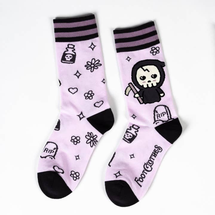 FootClothes LLC - Wholesale Socks - Unisex - Pastel Goth Grim Reaper Crew Socks2
