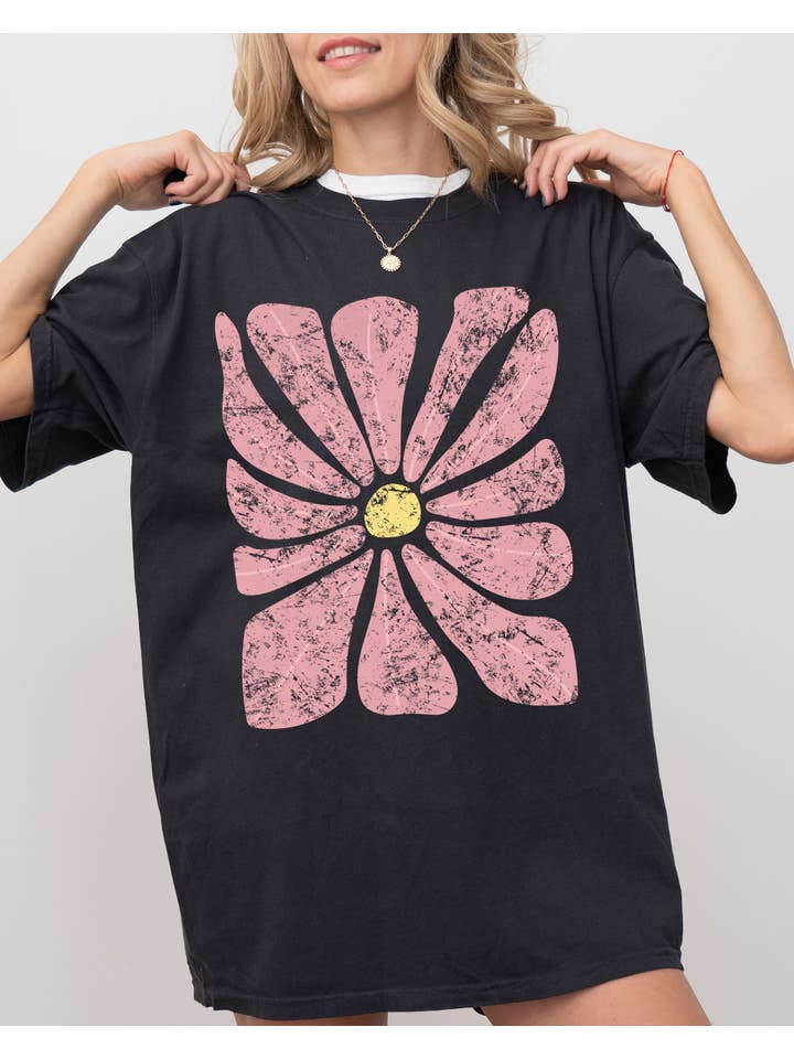 Refinery Number One LLC - Vente Tunique – femme - Fleur abstraite, motif floral bohème, chemise d'été et de nature1