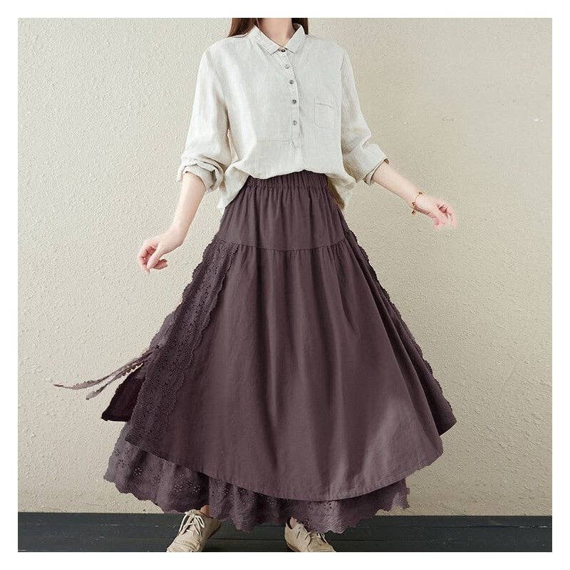 UZ Wholesale Store - Wholesale Skirt - Women's - Solid Color Ribbon Embroidered Elastic Waist Half Skirt2