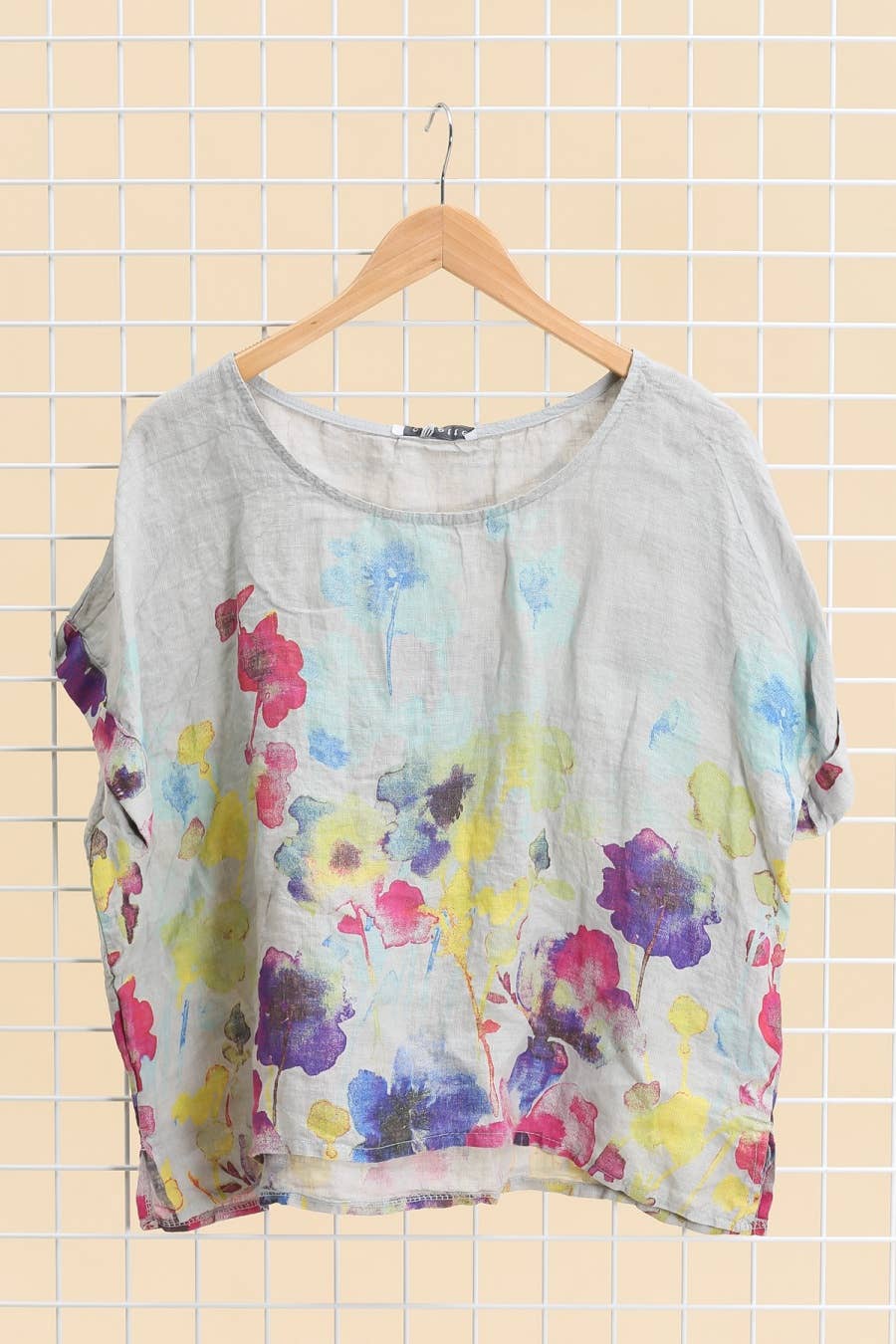 la maison des fibres naturelles – wholesale T-shirt – women's – Round neck printed linen T-shirt 23310 100% LINEN16