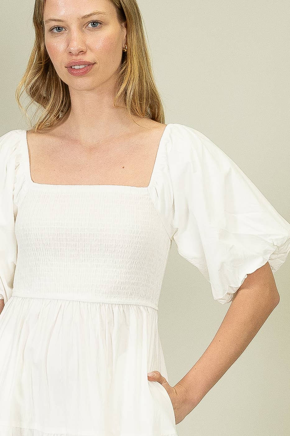 NEIGE Robe maxi à corsage smocké et manches bouffantes en vente sur Faire1