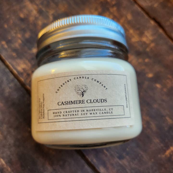 Cashmere Clouds 8oz soy candle for wholesale by Coventry Candle Company