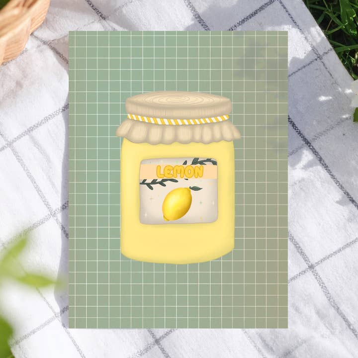 Zitronenmarmeladenglas Kunstdruck - A6, A5, A4, A3 Obst Wandkunst für den Großhandel von Famjo Boutique