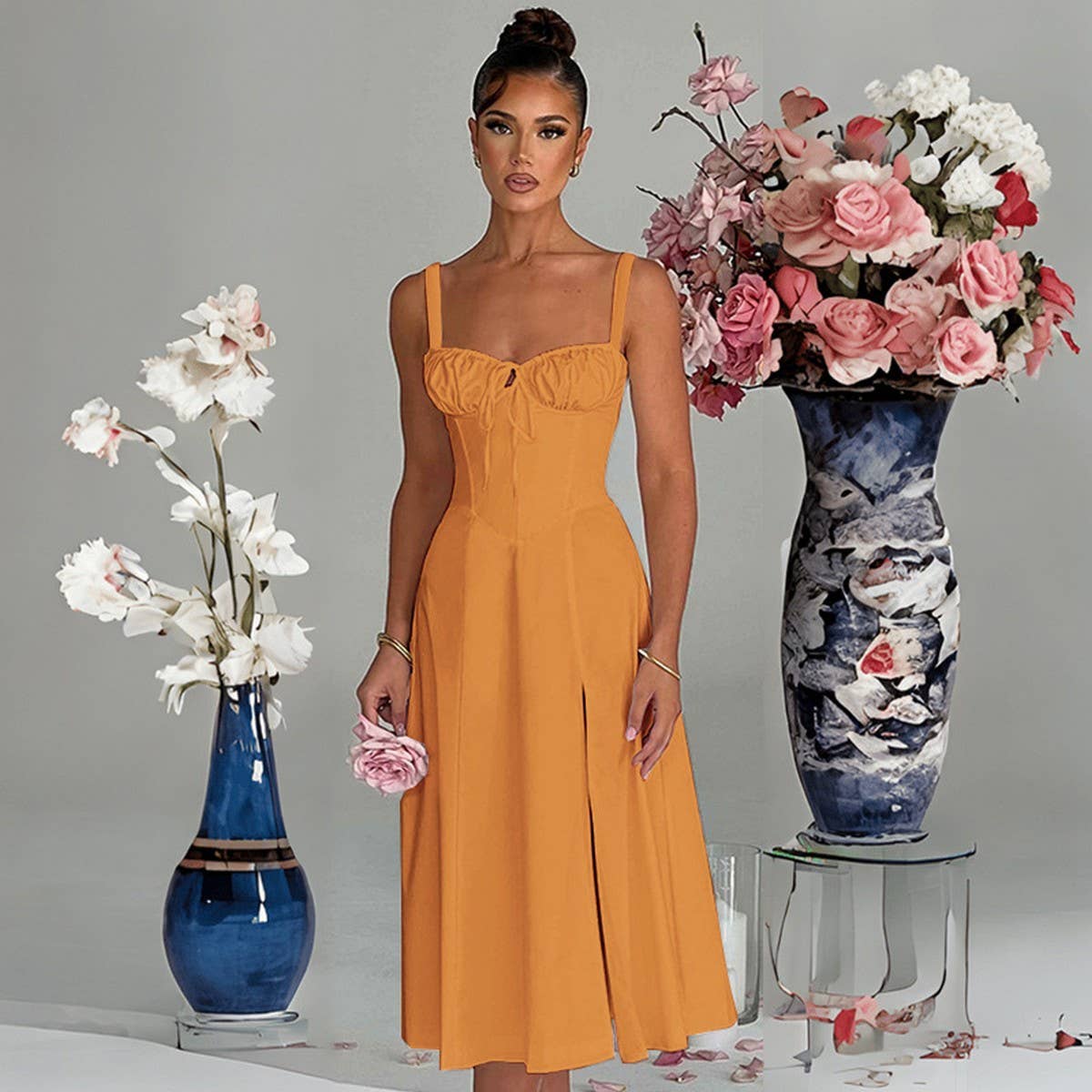 Lily Clothing - Wholesale Dress - Women's - Fashion casual lace-up slim split halter dress17