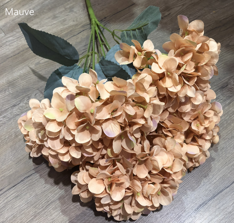 Sweet Home Deco – wholesale Artificial flowers – 18" Super Soft Silk Hydrangea Artificial Flower YellowOrange2