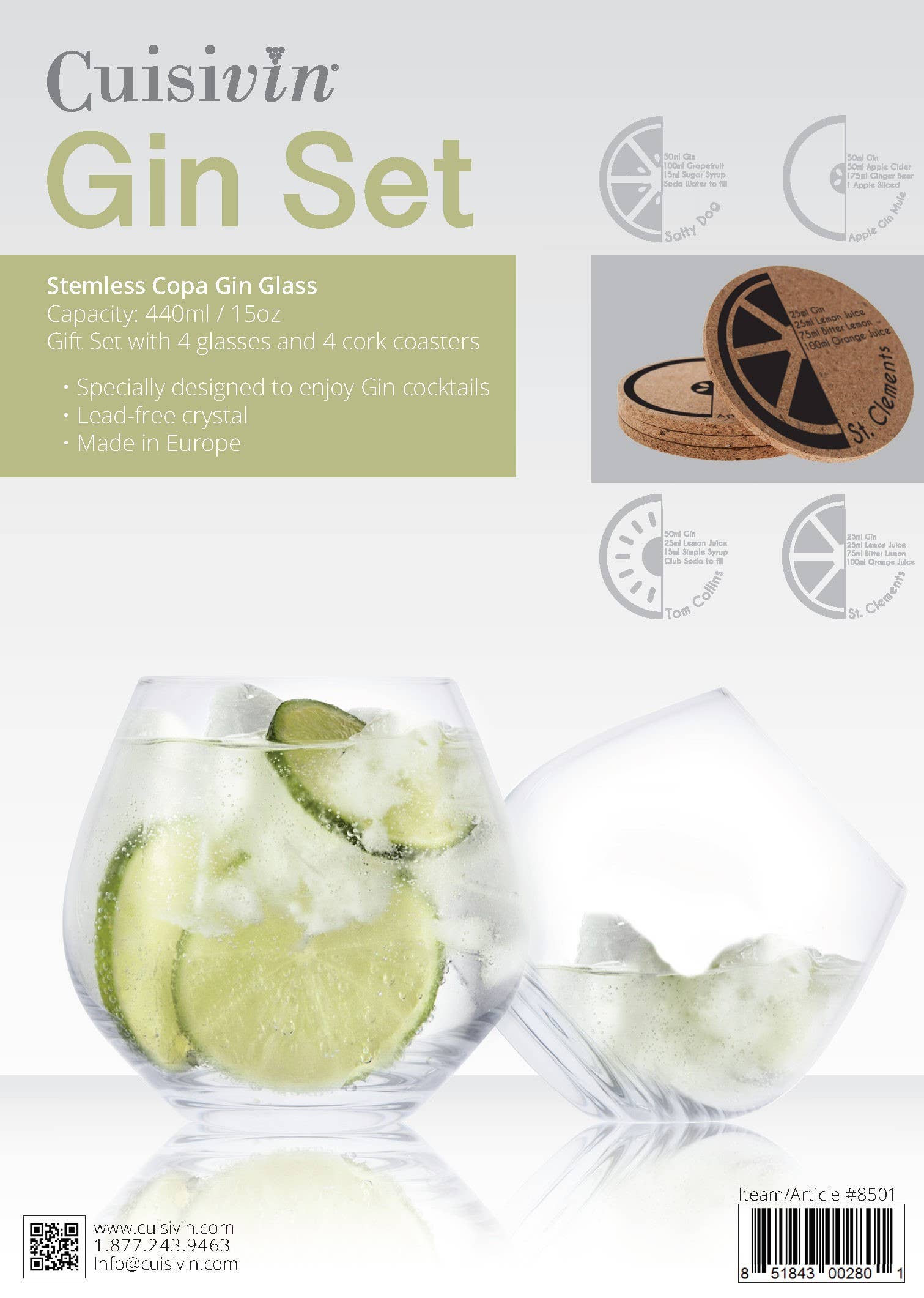 CUISIVIN - Wholesale Cocktail/Liquor Glass - Cuisivin Stemless Copa Gin Glass Set2
