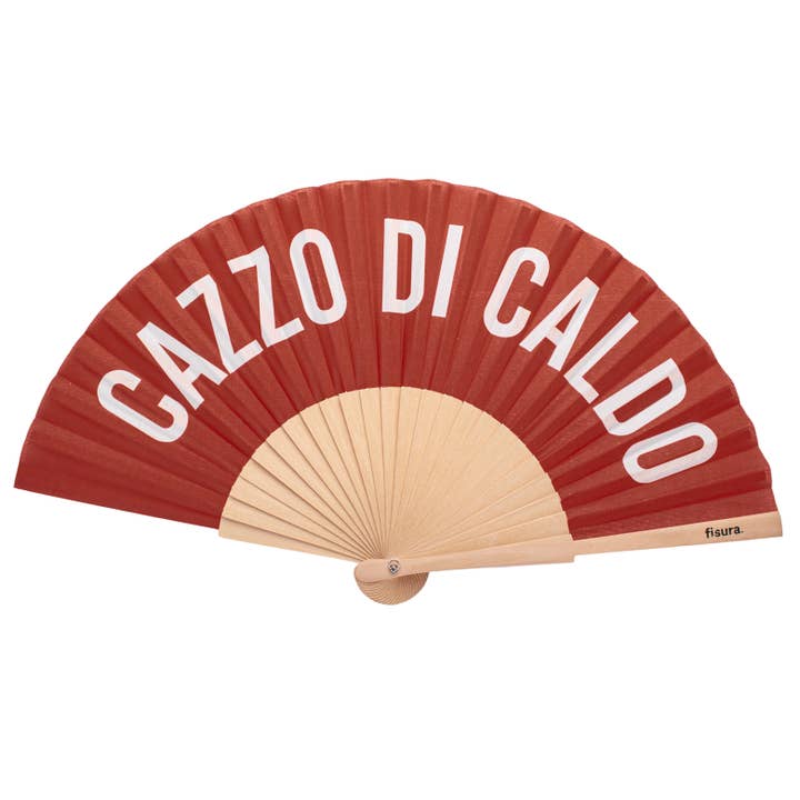 Fisura - Venta al por mayor Abanicos plegables de fiesta/papel - Abanico "cazzo di caldo" rojo
