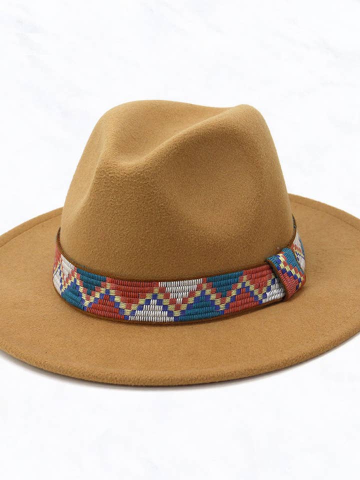 Flat Brim Big Edge Straight Side Jazz Hat TEAL Belt for wholesale by Suzie Q USA