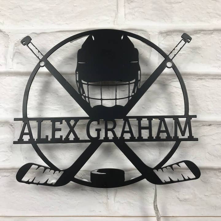 Metallschild, Motiv Hockey Club Light, personalisierbar, Wanddekor für den Großhandel von Glow Neon