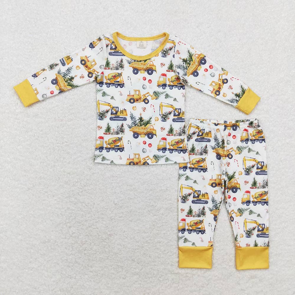 Aier Wholesale - Wholesale Sleepwear Set - Kids - Baby Boys Digger Christmas Tree Bamboo Rompers Pajamas Clothes Sets0