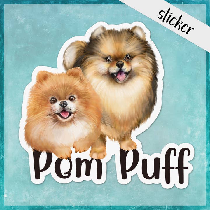 Two Pomeranians Are Called a Puff, Cute Dog Sticker, Pom for wholesale by CandiMaker