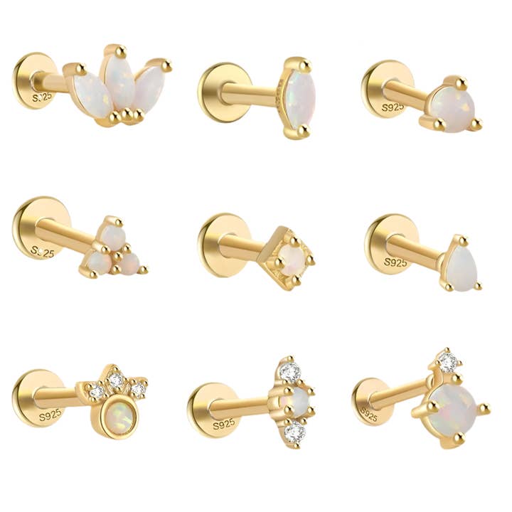Opal Gold Flat Back Studs for wholesale by Glam Bar Bazaar