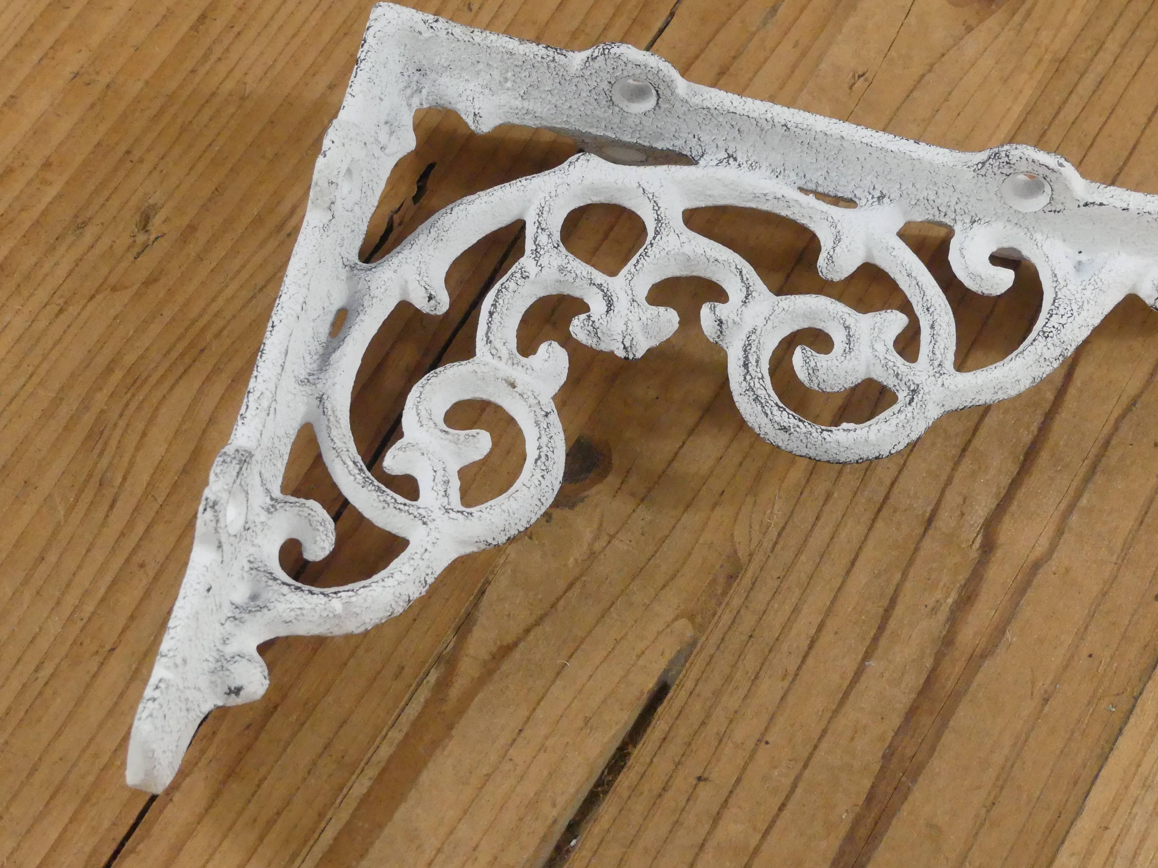 Midwest Craft House - Wholesale Wall Mounted Shelf - CAST IRON DISTRESSED WHITE SHELF BRACKET, 6 1/4" X 5 1/4"1