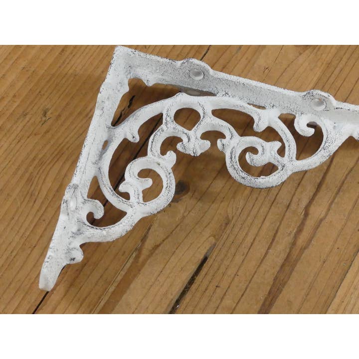 Midwest Craft House - Wholesale Wall Mounted Shelf - CAST IRON DISTRESSED WHITE SHELF BRACKET, 6 1/4" X 5 1/4"1