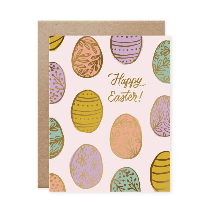 Happy Easter Patterned Eggs Card for wholesale by Naomi Paper Co.