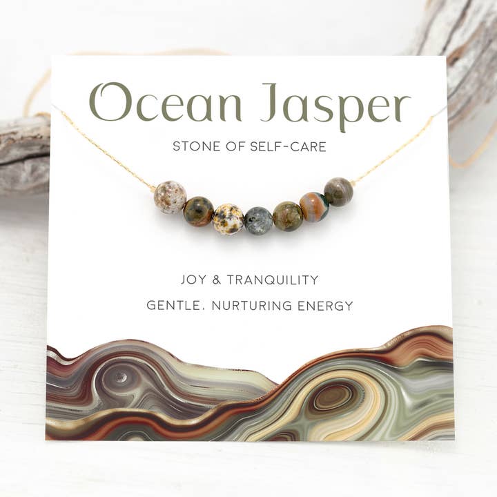 Ocean Jasper Natural Gemstone Necklace Beaded Stone Choker for wholesale by Delezhen