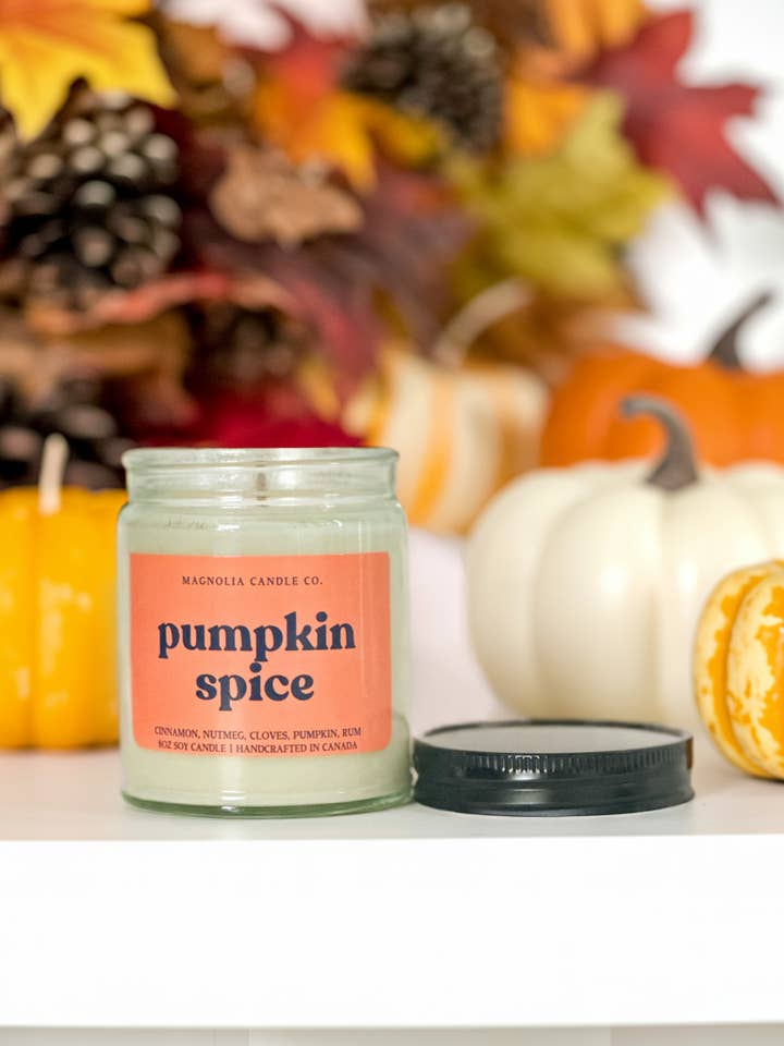Pumpkin Spice - Fall/ Autumn Candle - Clear Jar 8oz for wholesale by Magnolia Candle Company