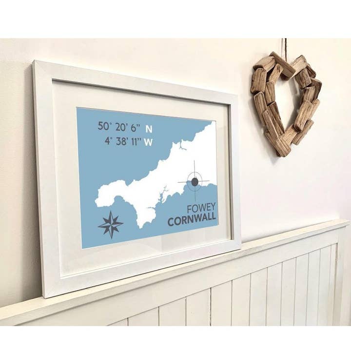 Fowey Coastal Map Afdrukken voor wholesale door SeaKisses