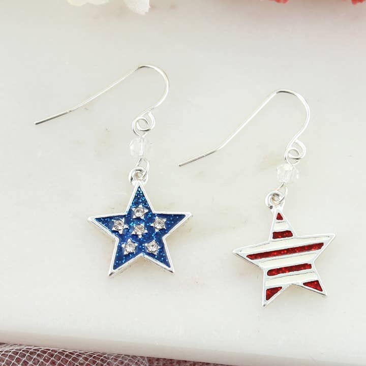 Patriotic Star Earrings for wholesale by Seasons Jewelry