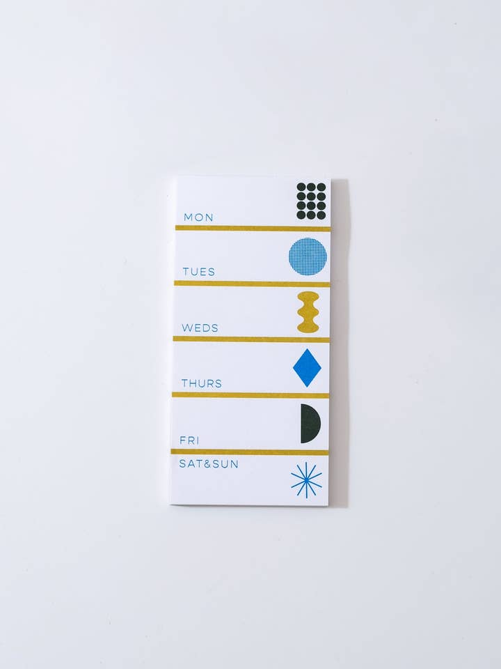Weekly Tall Notepad • Blue for wholesale by Mezzaluna Studio