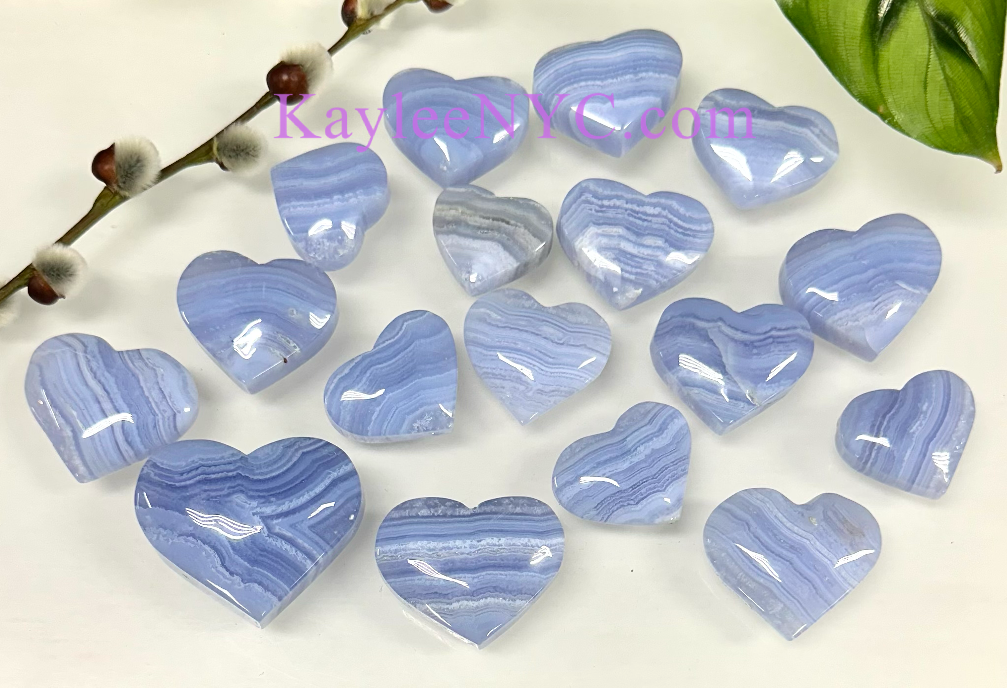 KayleeNYC - Wholesale Spiritual Stone/Crystal - 1 lb Natural Blue Lace Agate Crystal Heart Healing Energy1