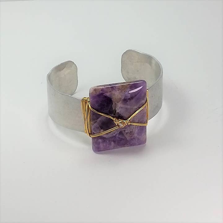 Dogtooth Amethyst Cuff bracelet for wholesale by Distinctly Dwyer Gemstone Jewelry