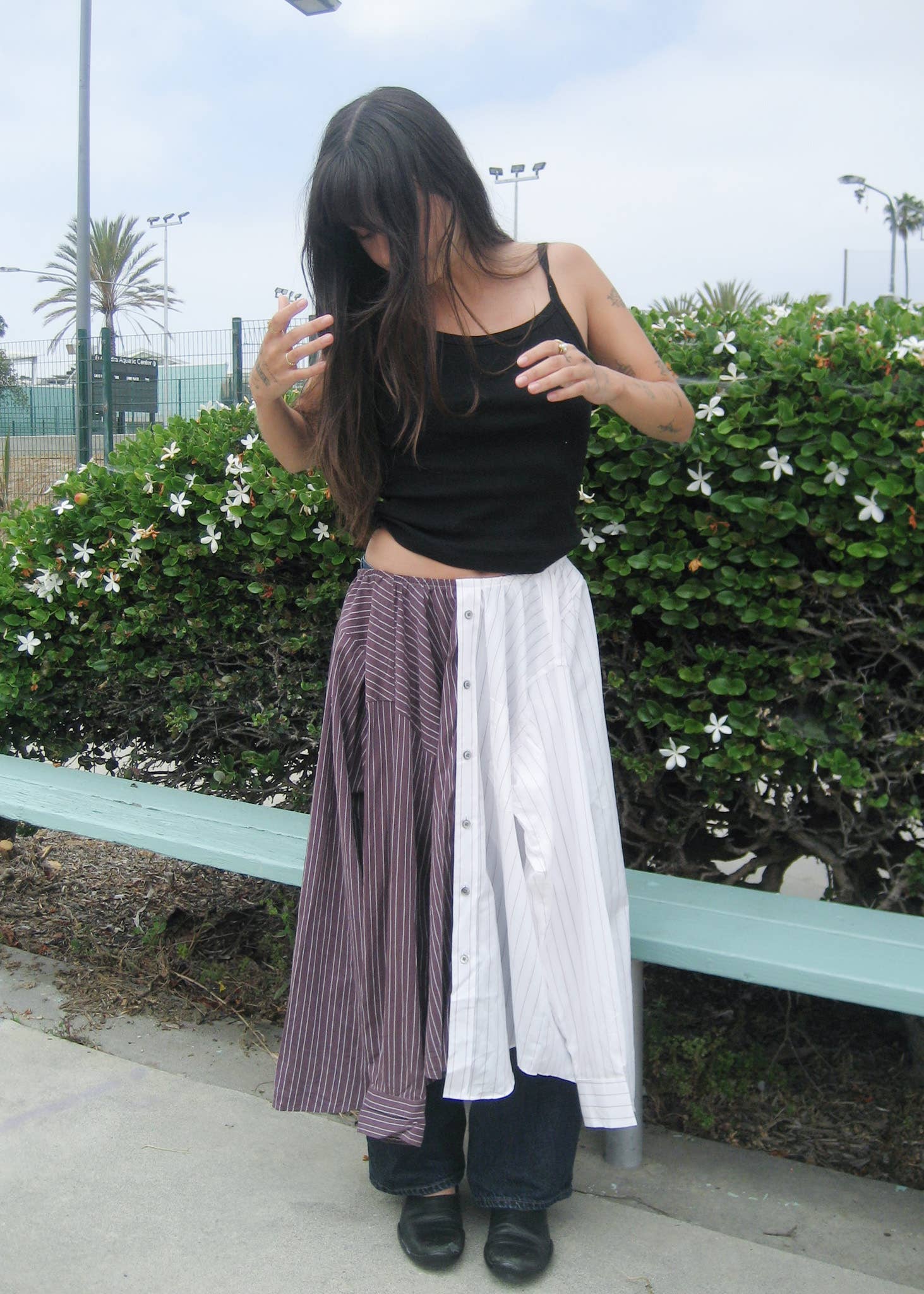 American Recycled Clothing - Wholesale Skirt - Women's - Striped Shirting Pieced Midi Skirt Bundle