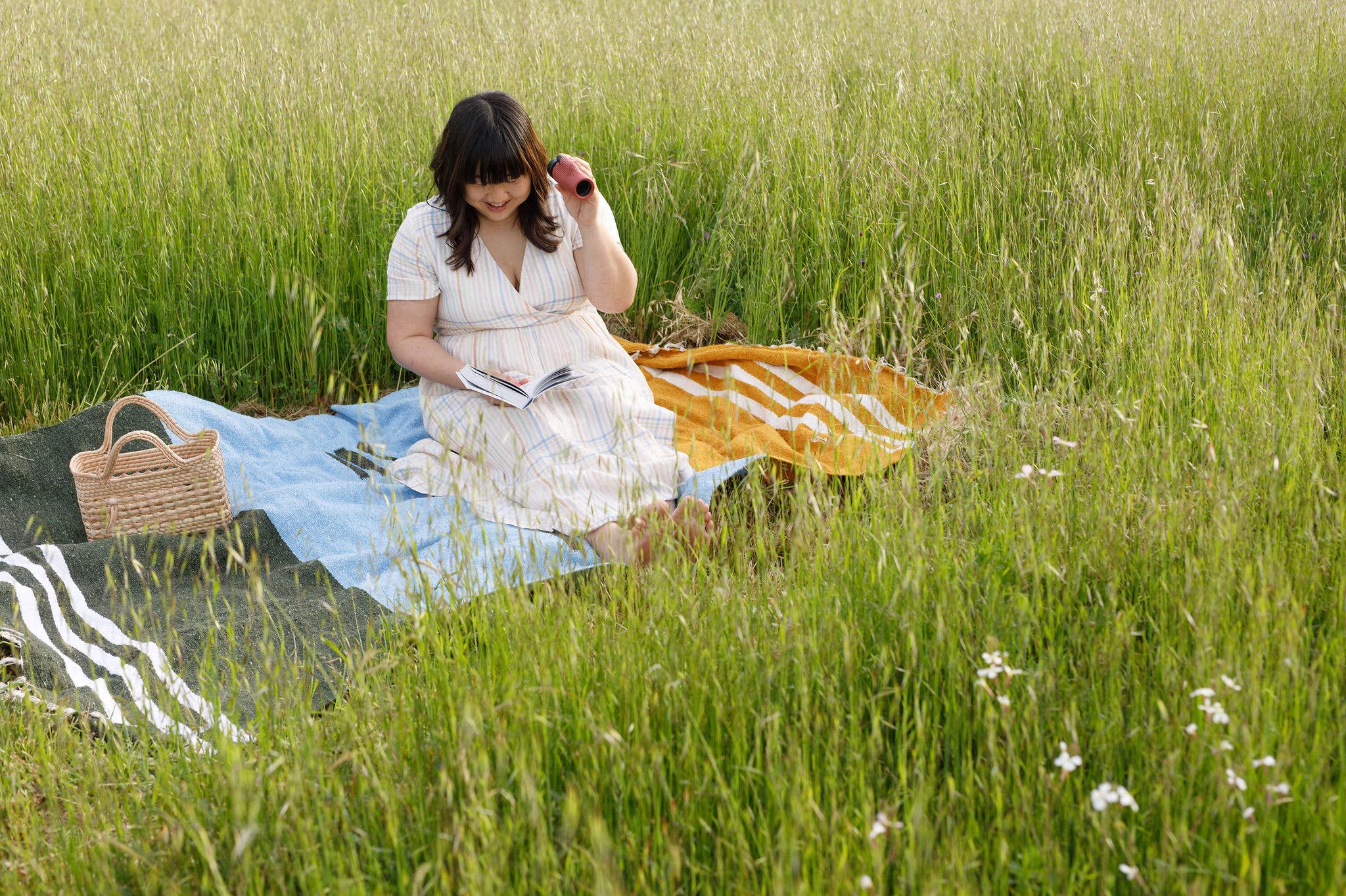 Caminito – wholesale Picnic blanket – Horizonte Lago - Blanket Roll2