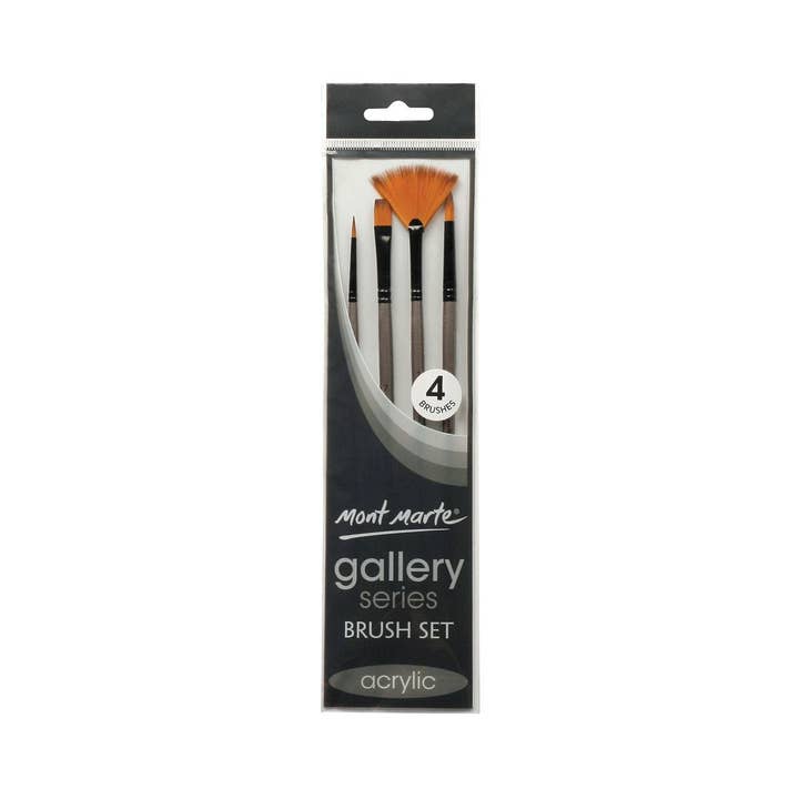 Gallery Brush Set 4pce - Includes Two Round Brushes for wholesale by Mont Marte Usa, Inc.
