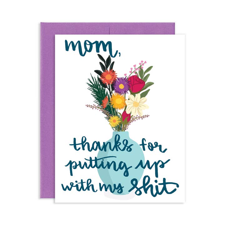 Thanks Mom Mother's Day Greeting Card for wholesale by Grey Street Paper