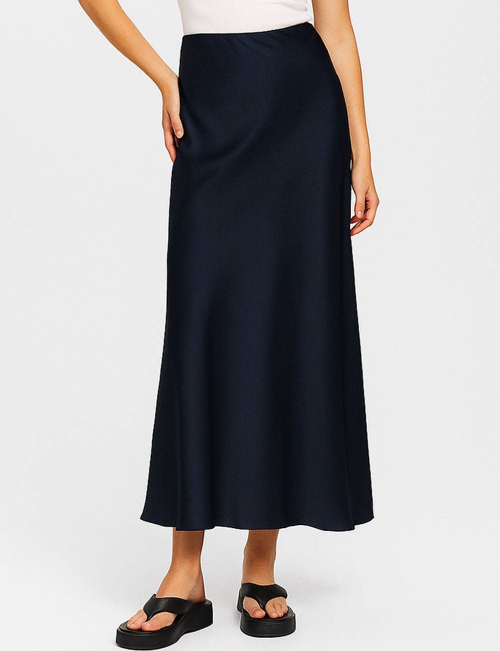 Sweetkama – wholesale Skirt – Women’s – Ladies Solid Color Satin Midi Skirt 55154