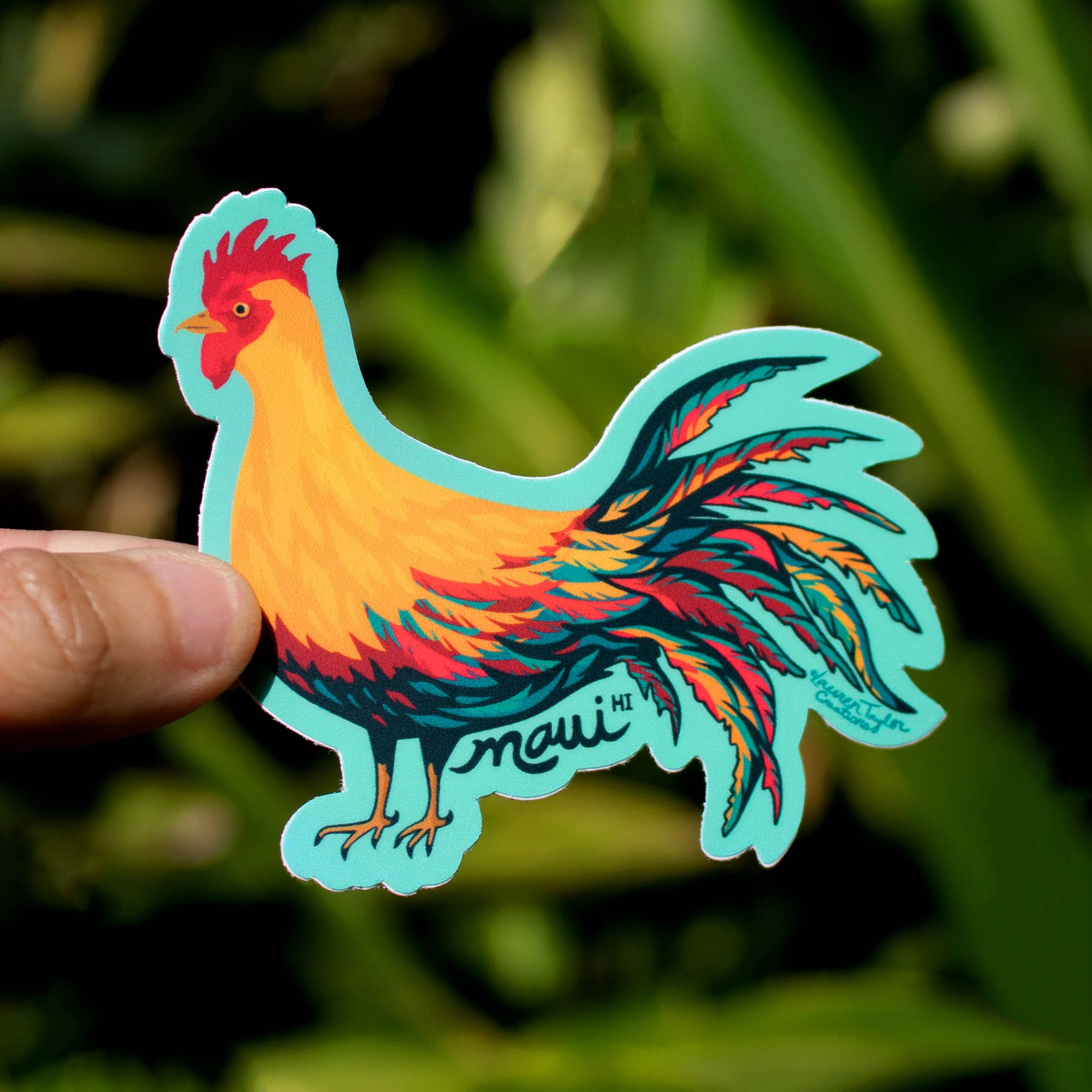 Lauren Taylor Creations - Wholesale Sticker - MAUI ROOSTER STICKER - SMALL