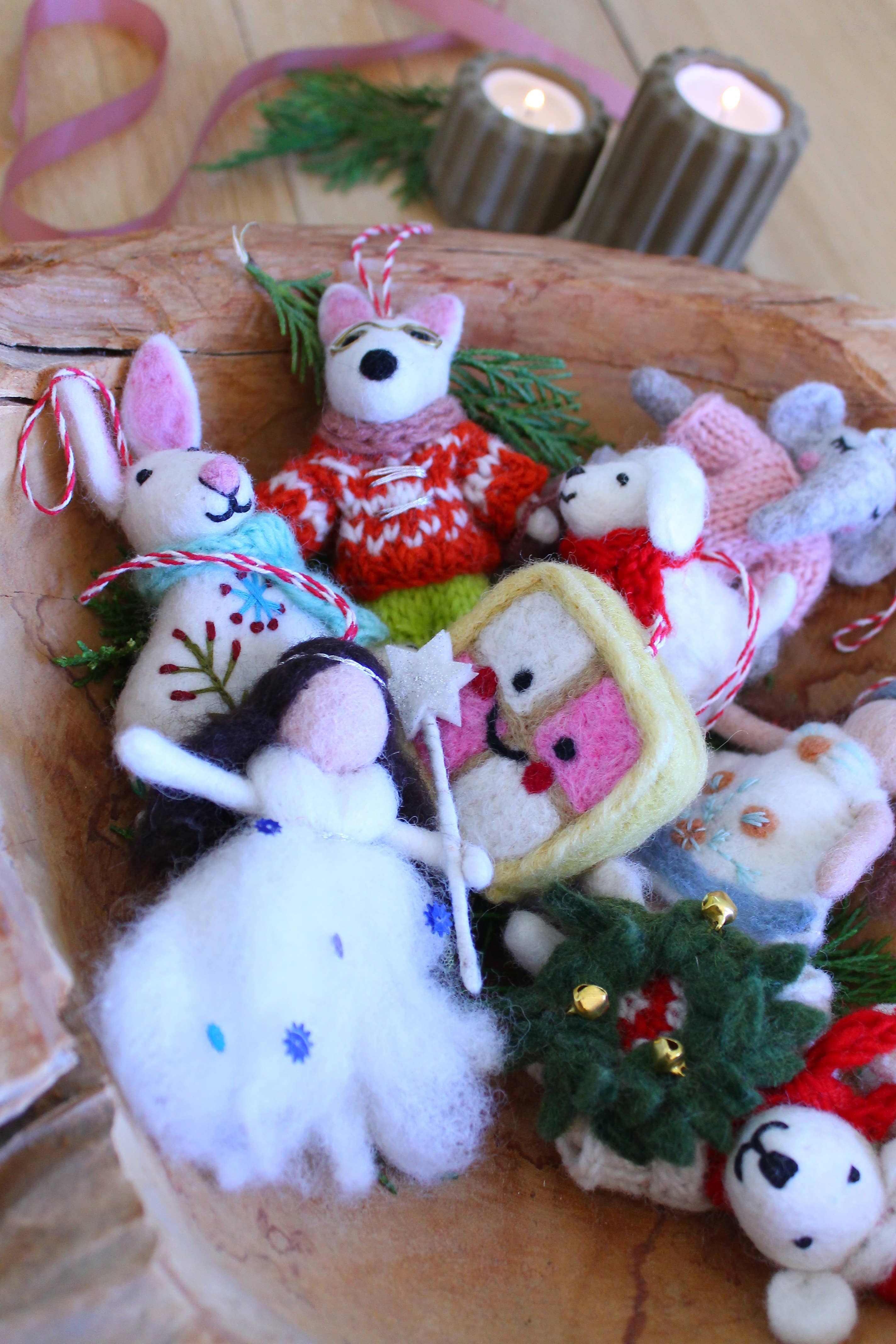 Fiona Walker England - Wholesale Christmas Decoration - Embroidered Bunny Hanging Decoration1