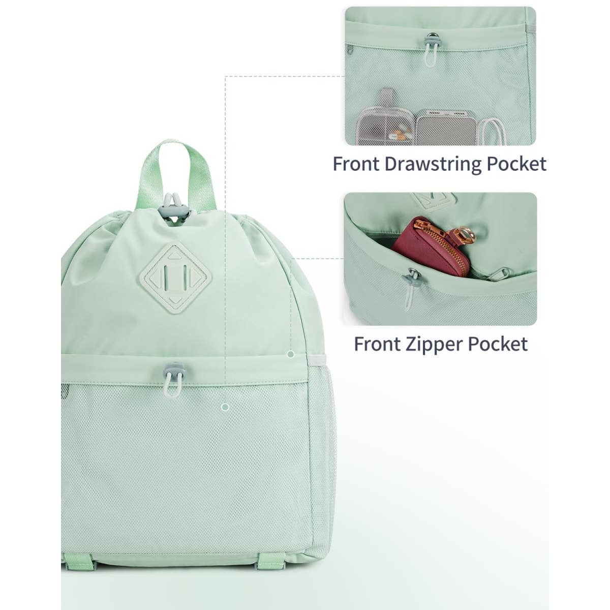 wandf - Vente Sac à cordon de serrage – unisexe - Sac à dos de sport avec cordon de serrage et sangle pour tapis de yoga68