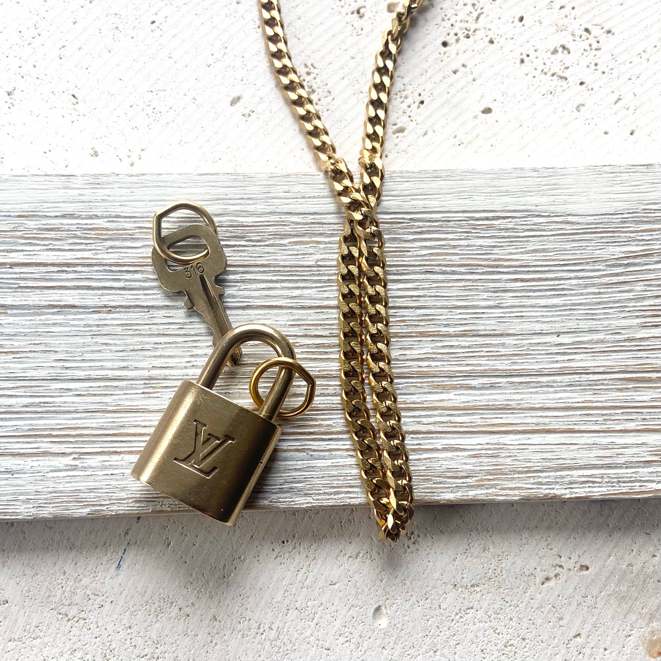 VB&CO Designs Handmade Jewelry - Wholesale Pendant/Charm Necklace - Louis Vuitton upcycled repurposed lock key necklace 1