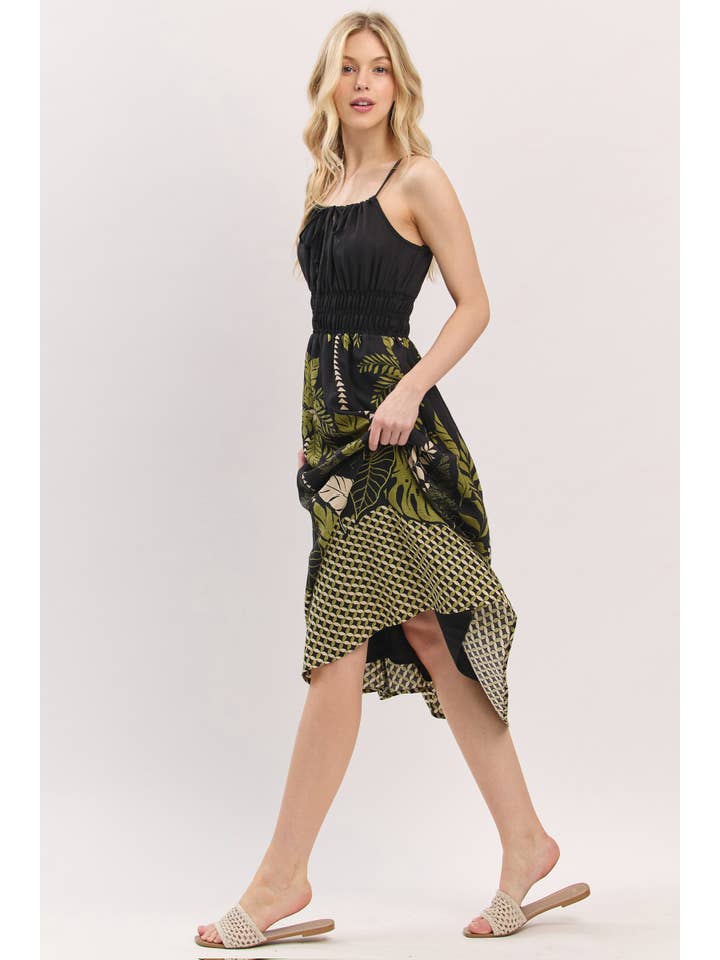 Final Touch – Vestido - Mulher por atacado – Vestido Midi com Detalhe de Smok na Cintura - VND40906C2